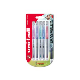 uni-ball UF-220 Signo TSI Erasable Rollerball Pens, Red, Sky Blue, Green, Pink, Violet Erasable Ink, Medium Nib, Pack of 5