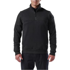 5.11 Tactical Men's Job Shirt 1/4 Zip 2.0, 100% Cotton Canvas, Style 72534, Black, X-Large Tall