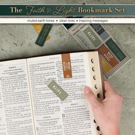 Christian Art Gifts Inspirational Magnetic Bookmark Pagemarker Set for Men & Women: Faith Over Fear, Stylish Multicolors & Encouraging Bible Verse Messages, Reading, Books, Bibles, 6 Piece Set