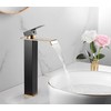 Bathroom Vessel Faucet Black Gold Waterfall One Hole Bowl Sink