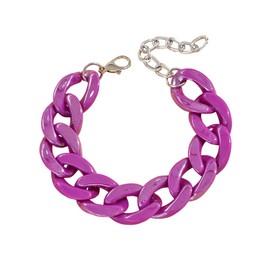 KZL 70s 80s Neon Chunky Statement Acrylic Bracelets Vintage Macaron Candy Color Link Bracelet for Women Cosplay Party Costume Accessories-Purple