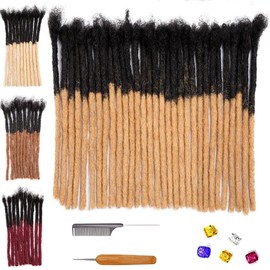 0.6 cm Thickness 14 Inch #T1B/27 30 Strands 100% Real Human Hair Dreadlock Extensions for Men and Women. Handmade for Full Head, Can Be Dyed and Bleached. Dreadlocks Bulk Permanent Locs