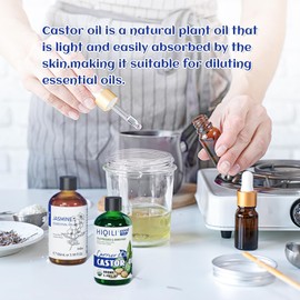 HIQILI Castor Oil, 3.4 fl oz (100 ml), Natural 100% Additive-Free, Castor Oil, Body Oil, Carrier Oil, Massage Oil