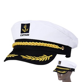 TENDYCOCO Captain Yacht Hat Embroidered Sailor Captain Cap 8.9 x 6 x 3.5 White