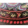 Black Round Pouf Ottoman Cover with Velvet Embroidery - Soft