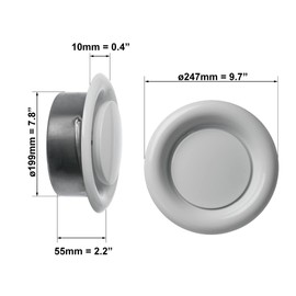 Diameter 200 mm, white plate valve, exhaust air ceiling valve, ventilation made of sheet steel, wall, valve disc, ventilation