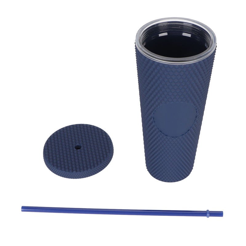 Coffee Tumbler with Lid and Straw Matte Dark Blue Double