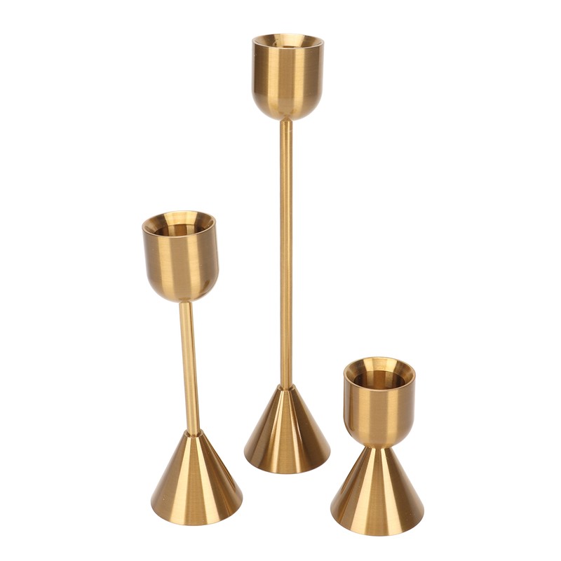 3 Pcs Candle Holders Different Heights Gold Candlestick Holders Taper