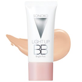 SONOKO BB Cream (Light Up BB Bright Pink, 1.1 oz (30 g), Approx. 3 Months Supply, Fragrance Free, No Additives, SPF35 PA+++ UV Sunscreen, Makeup Base, Contains 75% or More Essence Ingredients,