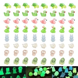 80 PCS Mini Resin Animals, Resin Animals in the Dark Luminous Garden Accessories, Decoration Crafts Micro Landscape Decoration Accessories Decor for Aquarium Dollhouse Garden (Random Style) ﻿