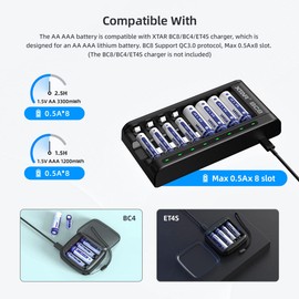 XTAR 1.5V AA AAA Lithium Rechargeable Battery 3300mWh & 1200mWh 8pcs1.5V AA+8pcs 1.5V AAA
