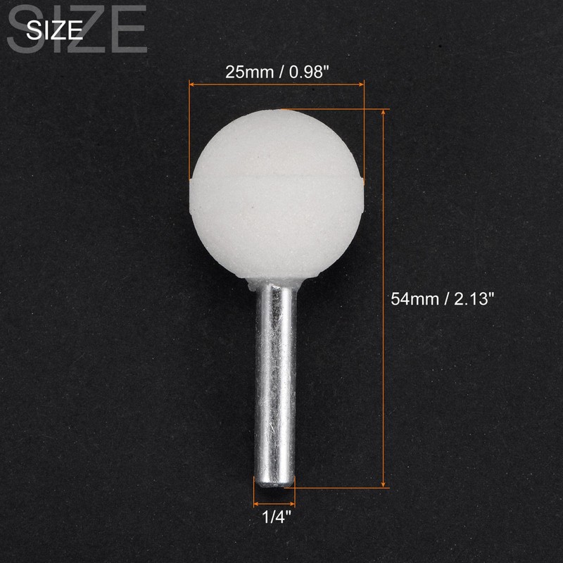 uxcell Ball Abrasive Mounted Stone Polishing Bits 1/4" Shank 0.98"