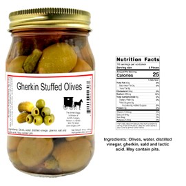 Stuffed Large Olives - Choose Two 16 oz. Jars (Gherkin Stuffed Olives)