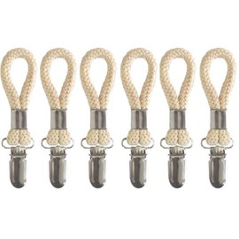 6-Piece Towel Clips, Braided Cotton Ring Towel Clip, Metal Tea Towel Hook with Braided Cotton, Sturdy Hanging Clip for Tea Towel Rail, Kitchen, Bathroom, Tea Towel