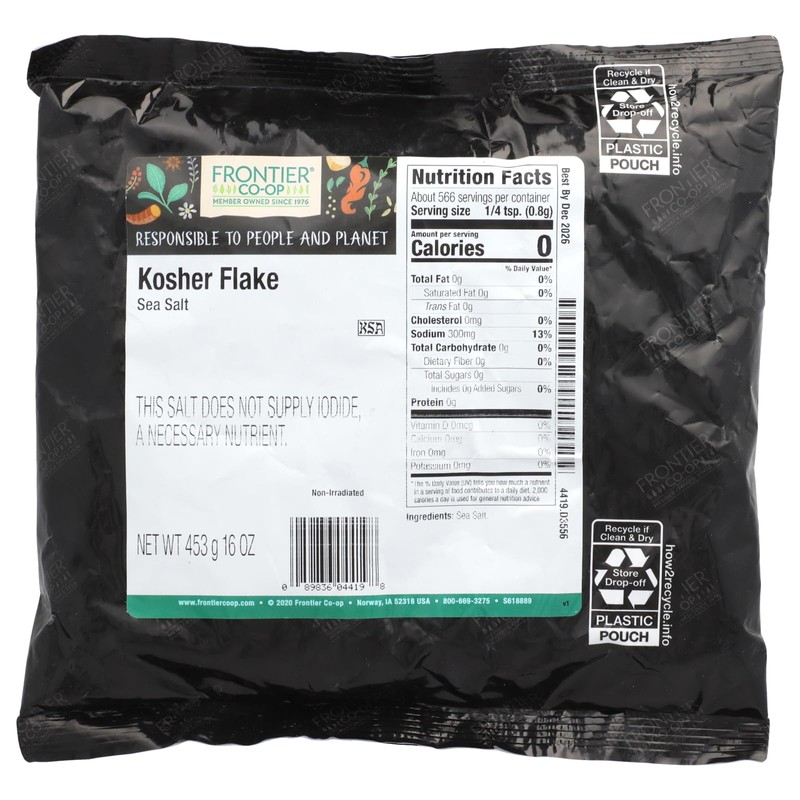 Frontier Bulk Salt, Kosher Flake, 16 Ounce