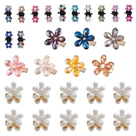 AUXHCYL 30 Pcs Flower Hair Claw Clips Set,Pearl Hair Clips Flower Design Small Pearl Claw Clips Small Flower Hair Clips Hair Accessories for Women Girls
