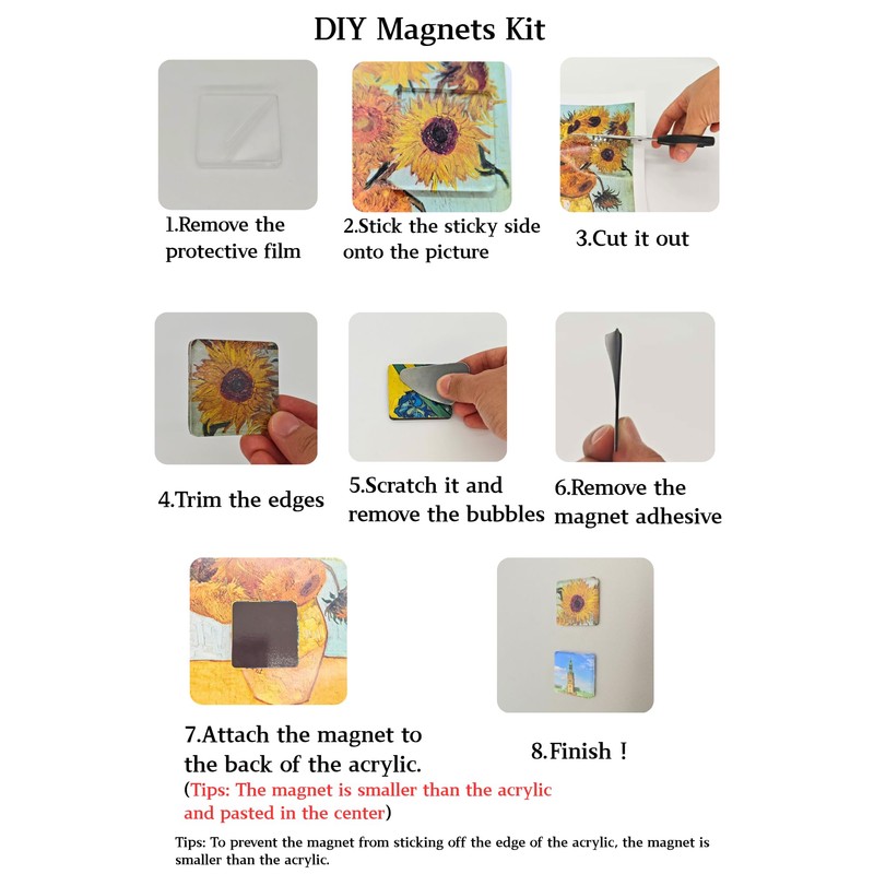 FairChic 15 Pack DIY Magnets Kit, DIY Acrylic Fridge Magnet