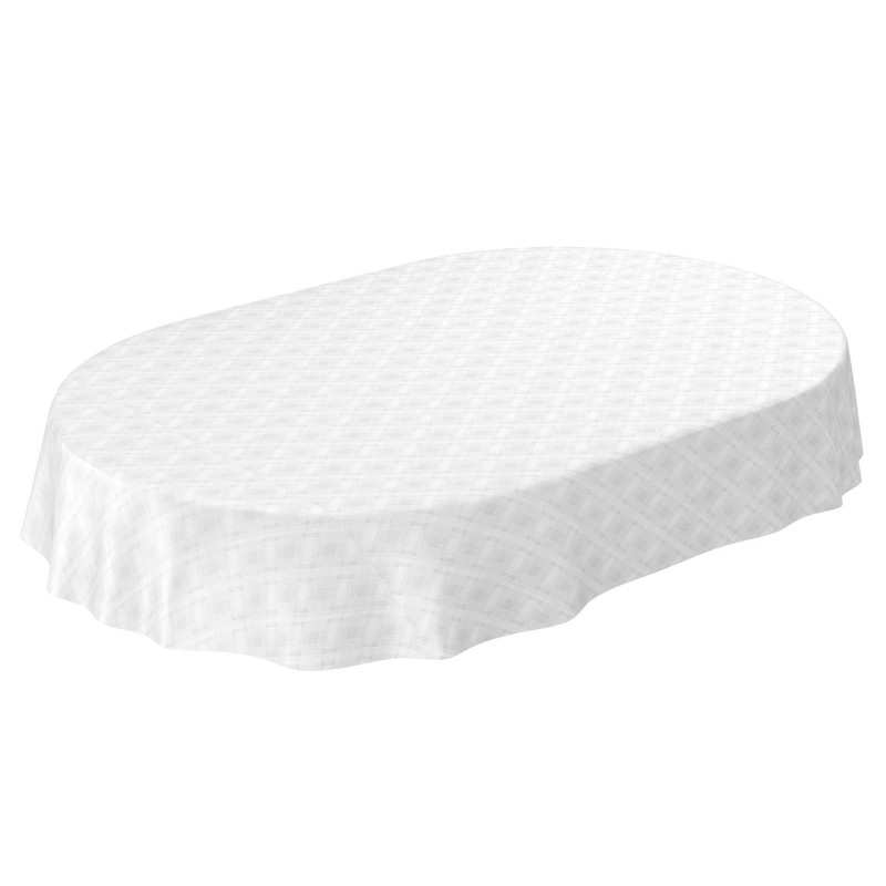 ANRO Oilcloth Tablecloth Oilcloth Washable Tablecloth Checked Plain White Relief