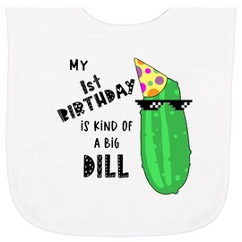 inktastic My 1st Birthday Is Kind Of a Big Dill Pickle in Sunglasses Baby Terry Cloth Bib White 3abc9