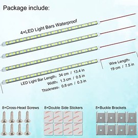 12V LED Light Bar Waterproof, 12V LED Light Strip 54 LEDs 7000K White Color Enclosed Trailer Interior DIY Cabinet LED Light Strip for Car,Trailer,Moto
