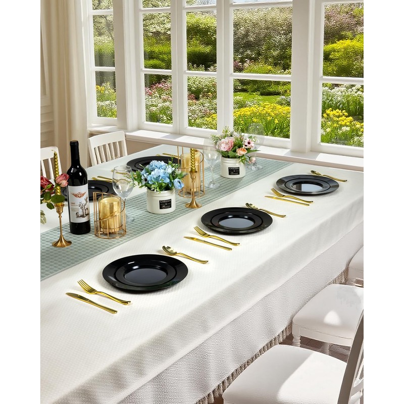 100PCS Black Plastic Plates, Disposable Party Plates with 50 Dinner