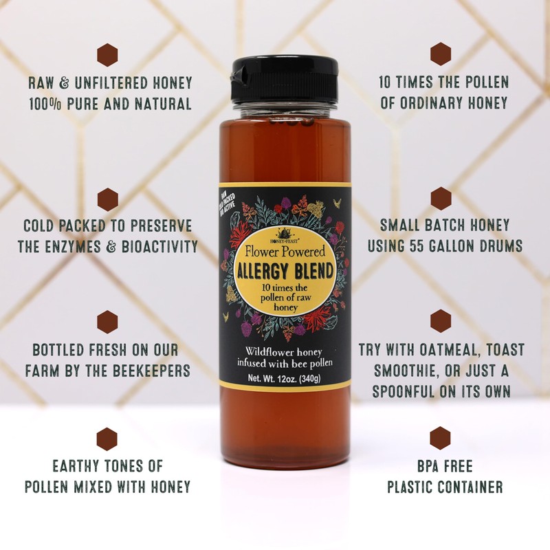 Honey Feast Flower Powered Allergy Blend 10X Honey, 12 OZ