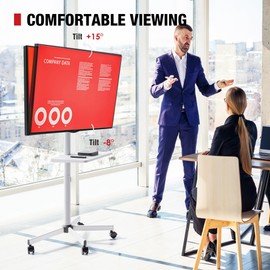 AOKCOS Rolling TV Stand - Mobile TV Stand on Wheels for 32-65 inch Flat/Curved TVs with Tilting, Height Adjustment Portable Rolling TV Cart Hold up to 88 Lbs for Livingroom, Bedroom, Office, Outdoor