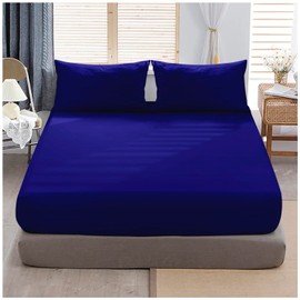 Premium King Size Extra Deep Fitted Sheet Royal Blue - Extra Deep Pocket Bed Sheet 16 Inch 40 Cm - Non Iron Polycotton Deep King Size Fitted Sheet, 152X203Cm