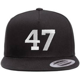 47 Embroidered Flat Bill Cap | Support 47th President of United States Snapback Hat, Black