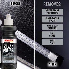 SONAX Glass Polish 27314 | Professional Grade Cleaner for Smooth & Scratch Free Glass | Removes Stubborn Stains, Water Spots & Micro Scratches | Ideal for Automotive & Household Glass Surfaces | 250ml