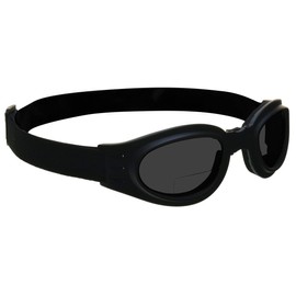 Bikershades Bifocal Sunglasses Motorcycle Goggle Readers Foldable Dark Grey Lens +2.00 Power Biker Riding Sport Wrap Glasses Windproof Foam Cushion Adjustable Strap Free Case