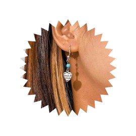 Yienate Boho Turquoise Beads Cross Earrings Silver Flora Cross Dangle Earrings Vintage Ethnic Turquoise Stone Hook Earrings Tiny Pearl Link Cross Earrings Jewellery for Women and Girls, Turquoise