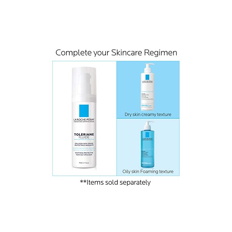 La Roche-Posay Toleriane Sensitive Fluide Protective Moisturizer, Oil-Free, 1.35 Fl.