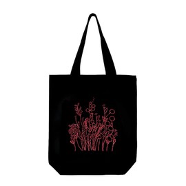 Laroal Cross Stitch Kit Canvas Bag Tote Bag with Floral Pattern for Beginners Arts and Crafts Kits for Adults, Black Embroidery Kit for Canvas Shoulder Bag