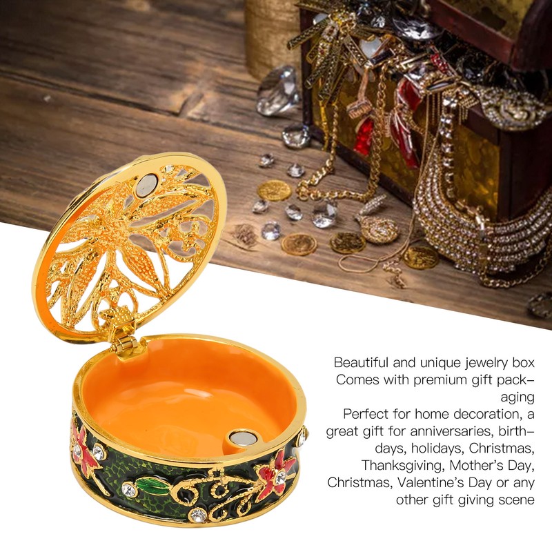 Metal Jewelry Box Innovative Exquisite Hand Painted Hinged Jewelry Organizer
