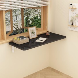 QUANMAKJ Wall Mount Desk，Laundry Folding Table，Wall Desk Fold Down for Small Spaces，Folding Wall Mount Desk，Wall Mounted Desk for Kitchen Laundry Room Restaurant,（Black, 39.4"X19.7"）