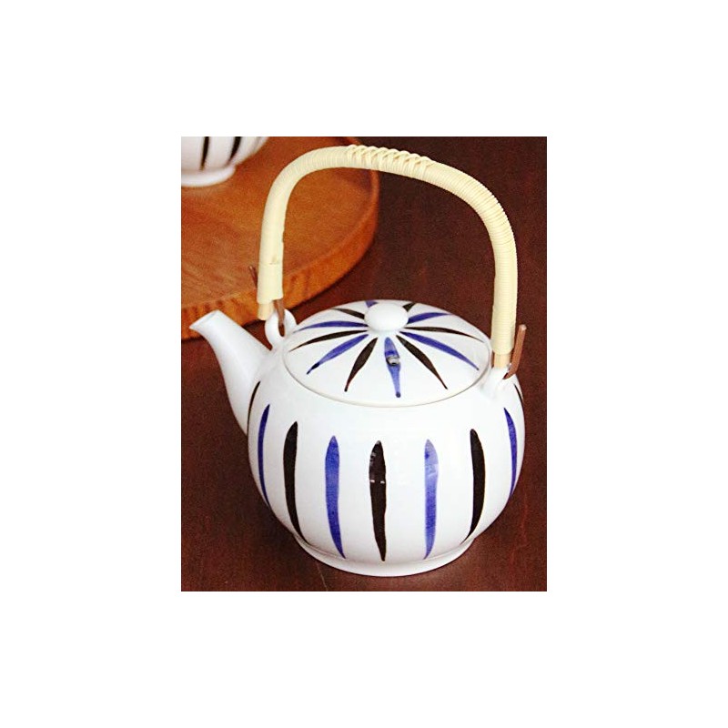 wa-rudokurieito 急須 Classic 染付ke 土瓶 Dual Color Criss Cross Grass