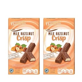 Milk Hazelnut Cream Filling With Crispy Rice, Cornflakes, Hazelnuts - Indivually Wrapped Chocolate Squares, Snack Snacking Food Valentine's Day Treat Dessert, 2 Choceur Pack, 7oz Each