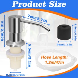 LELE LIFE Soap Dispenser for Kitchen Sink, with 1.2m Extension Tube Kit- 304 Stainless Steel Built in Dish Soap Dispenser Pump (Brushed Nickel)
