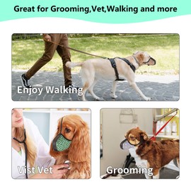 JOYPAWS Dog Muzzle Medium Sized Dogs Anti Bite Bark Soft Air Mesh Muzzles Reflective Ajustable Full Coverage Dog Mouth Guard Cover for Grooming Scavenging Green M