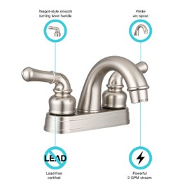 Dura Faucet DF-PL620C-SN RV Classical Two Handle Arc Spout Bathroom Faucet (Brushed Satin Nickel)