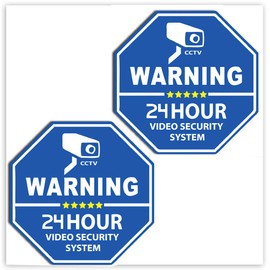 Skino Eu® Set of 2 Vinyl Stickers Caution Warning Car Sticker Camera Surveillance Terrain 24H Video Monitoring Car Motorcycle Window Door Bicycle Tuning B 65