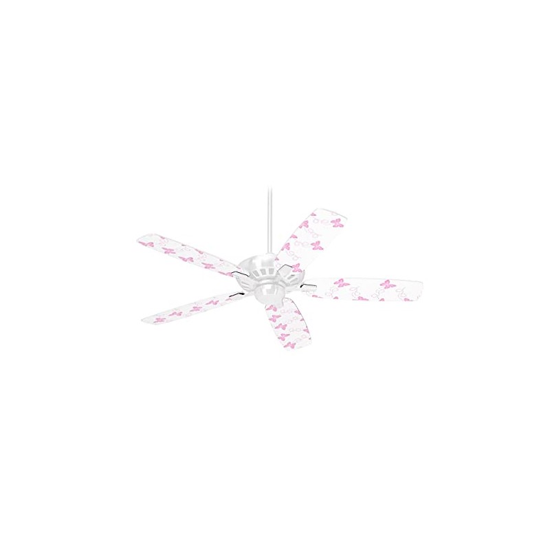 Pastel Butterflies Pink on White - Ceiling Fan Skin Kit