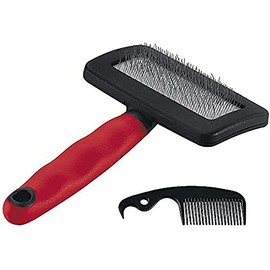 Ferplast Carding brush for dogs and cats GRO 5944, Hair remover comb included, Ideal for medium and long haired animals, 16 x 9,8 x h 3,3 cm