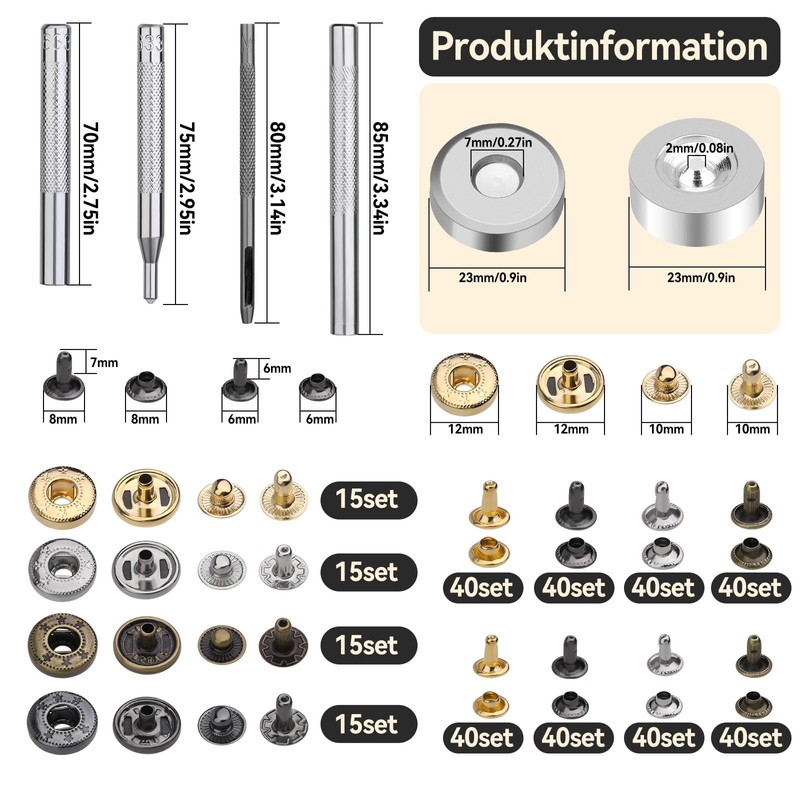 320 Piece Leather Rivets Set, Hollow Rivets Set, Press Stud
