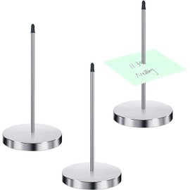 3 Pieces Paper Receipt Holder Spike Stainless Steel Check Spindle Desk Straight Rod Bill Fork Memo Holder Spike Stick Holder for Restaurant Office Kitchen 140 mm/ 5.5 Inch