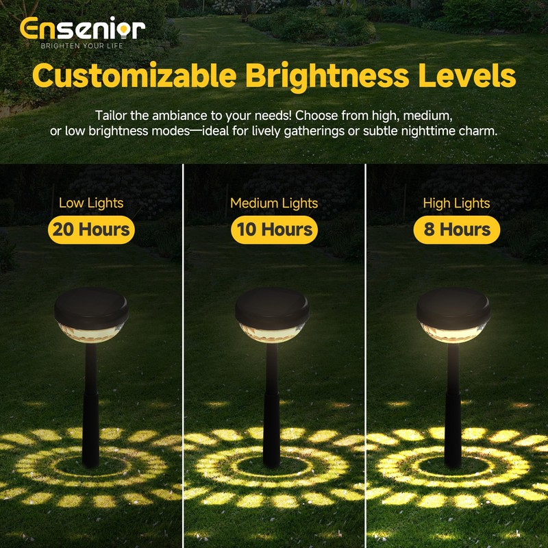 Ensenior 6-Pack Solar Lights Outdoor, Auto ON/Off 3000K LED Solar