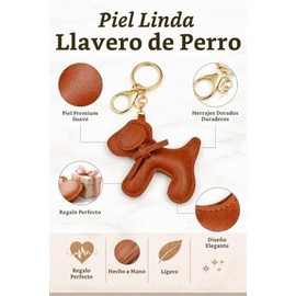 Llavero de Perro en Piel Sintética, ligero y resistente. Diseño Cute, Estilo Trendy, para Coche, Bolso, Mochila y Maleta, Regalo Original