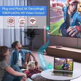 Wireless HDMI Transmitter and Receiver 100ft/30m,4K Decode 1080P Output Wireless HDMI,2.4G/5G Plug&Play Portable Wireless,for Streaming Video and Audio to Monitor from Laptop/TV Box