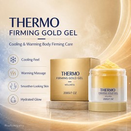 Thermo Firming Gold Gel, Cooling & Warming Body Firming Gel for Smooth Looking Skin, Hydrating Massage Cream for Belly, Thighs, Arms & Hips, Lightweight Skin Care Formula